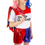 Kids Harley Costume Jacket Shirt Shorts Task Force X Cosplay Outfit Set for Halloween Carnival