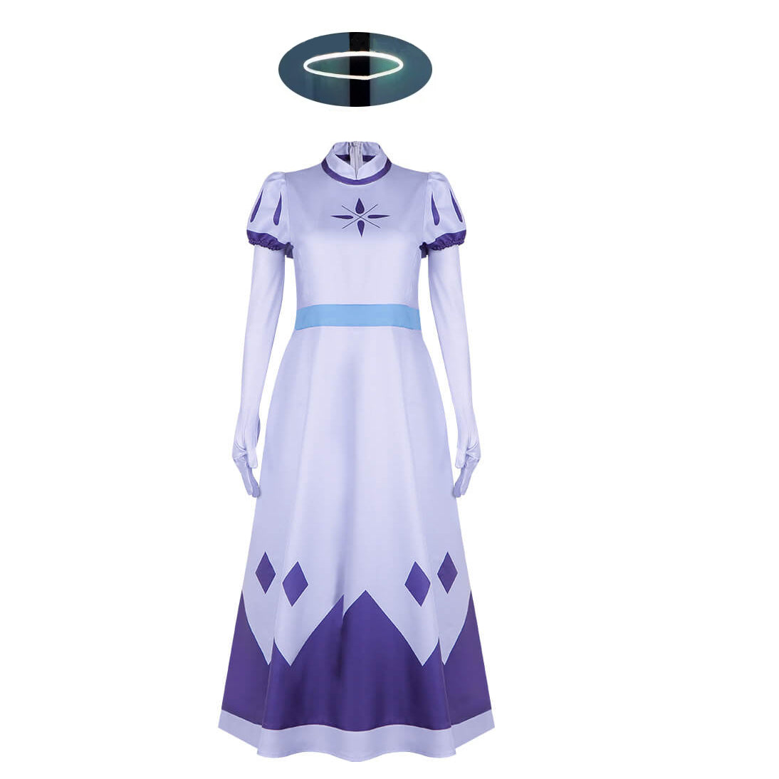 Emily Cosplay Costume Seraphim Dress Outfit Halloween Angel Halo Wing Women Fancy Uniform