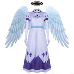 Emily Cosplay Costume Seraphim Dress Outfit Halloween Angel Halo Wing Women Fancy Uniform