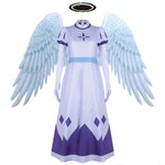 Hazbin Emily Cosplay Costume Seraphim Dress Outfit Halloween Angel Halo Wing Women Fancy Uniform