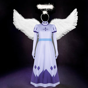 Emily Angel Costume Hazbin Seraphim Emily Cosplay Dress with Halo and Wing Full Set