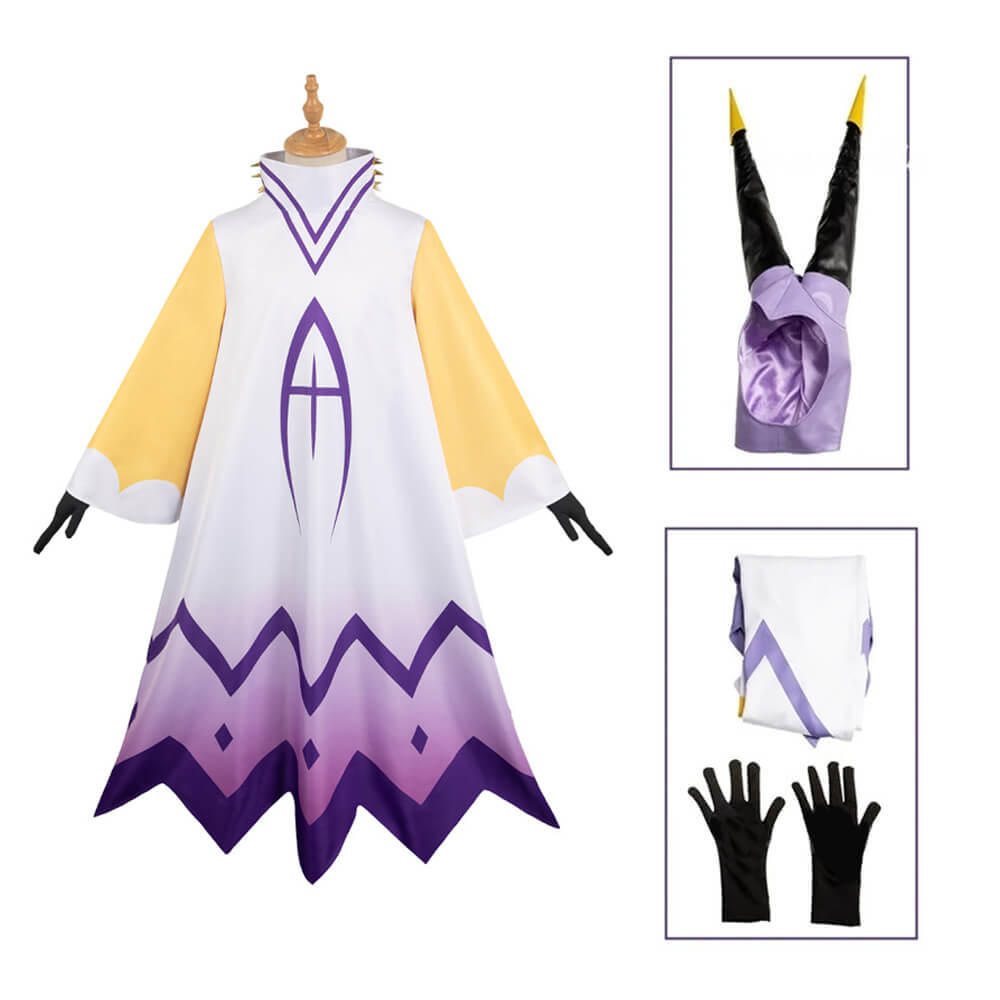 Adam Costume Hazbin Hotel Adam Robe with Headgear Gloves Halloween Party Cosplay Costume