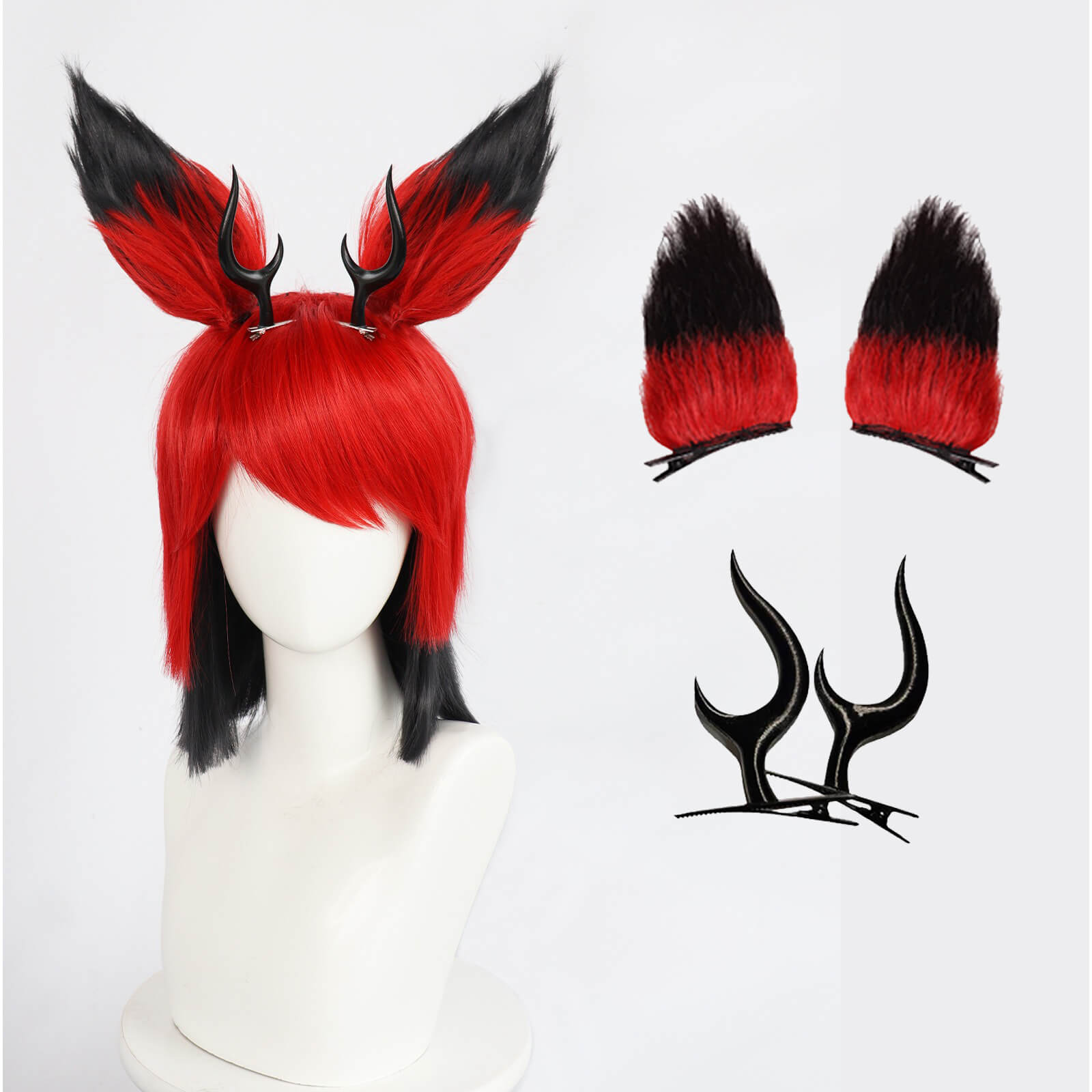 Alastor Cosplay Wig Alastor Modeling Wig and Horns