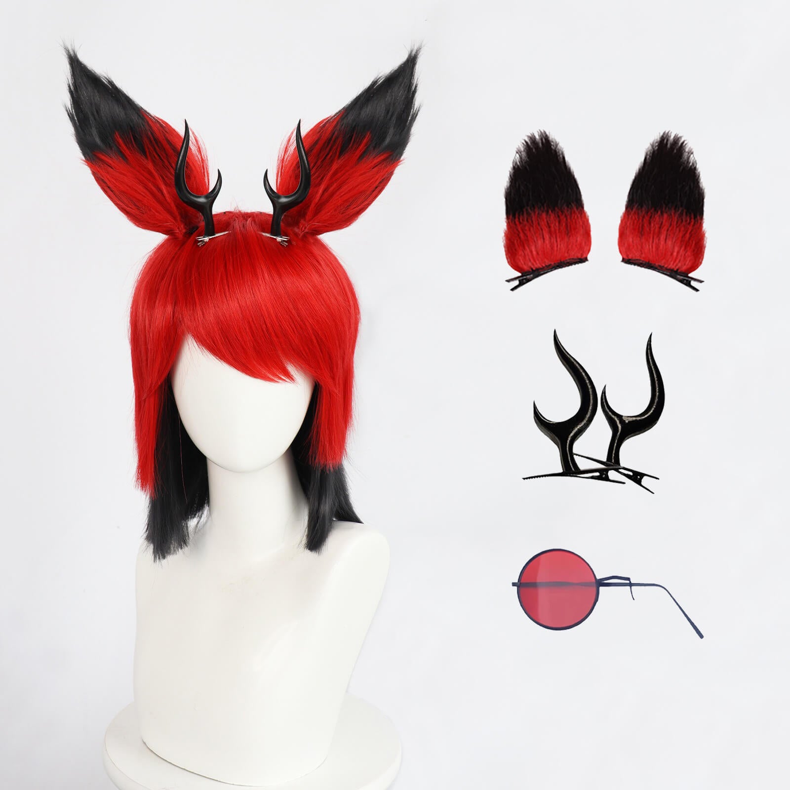 Alastor Cosplay Wig Hazbin Character Alastor Modeling Wig and Horns