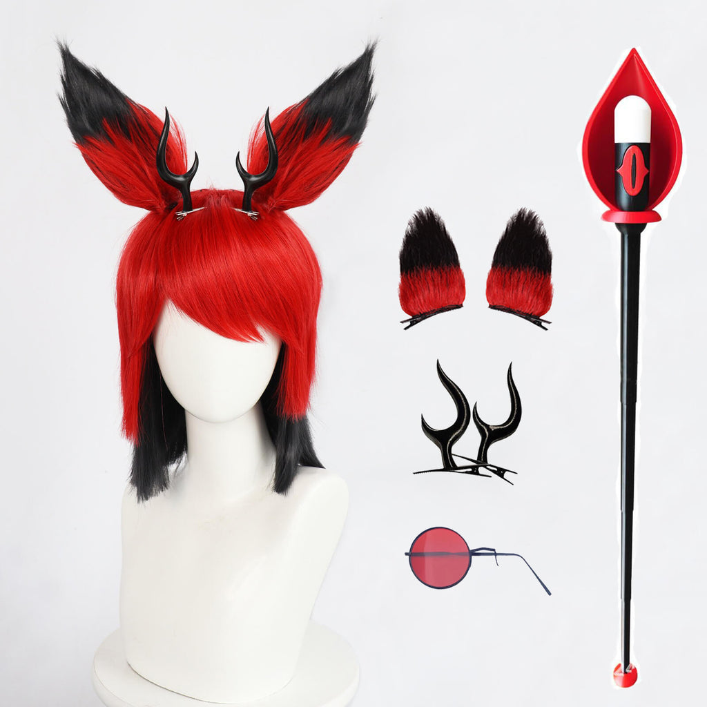 Alastor Cosplay Wig Alastor Modeling Wig and Horns