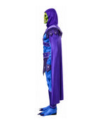 Kids Adults Skull Overlord Muscle Costume Purple Evil Skeleton Jumpsuit Set with Cloak Mask for Comic Con