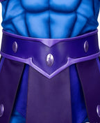 Kids Adults Skull Overlord Muscle Costume Purple Evil Skeleton Jumpsuit Set with Cloak Mask for Comic Con