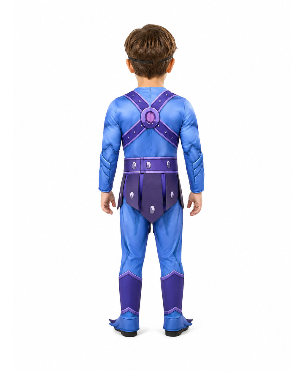Kids Adults Skull Overlord Muscle Costume Purple Evil Skeleton Jumpsuit Set with Cloak Mask for Comic Con