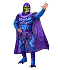 Adults Skull Overlord Muscle Costume Purple Evil Skeleton Jumpsuit Set with Cloak for Comic Con