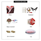 Adult Tingyun Outfit Maroon Dress with Tail and Accessories for Game Fans