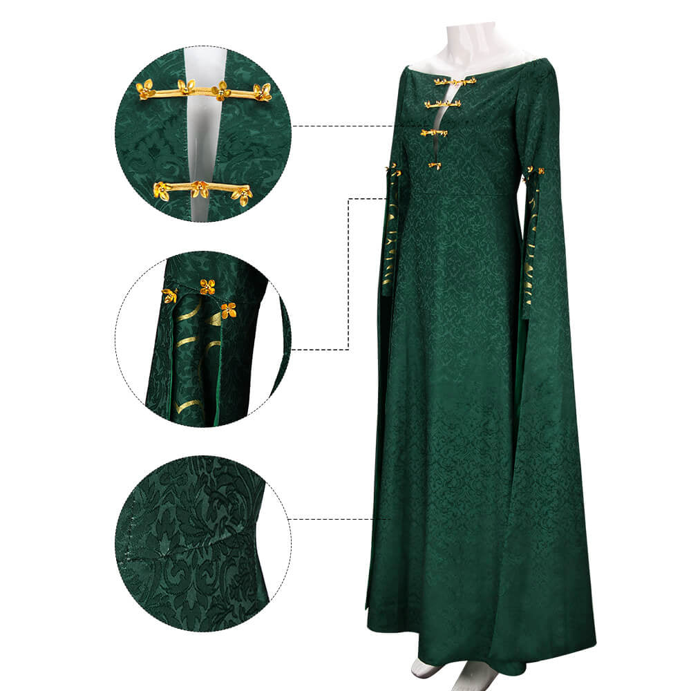 Women Alicent Hightower Dress Dragon House Queen Alicent Green Medieva   Sun Baby