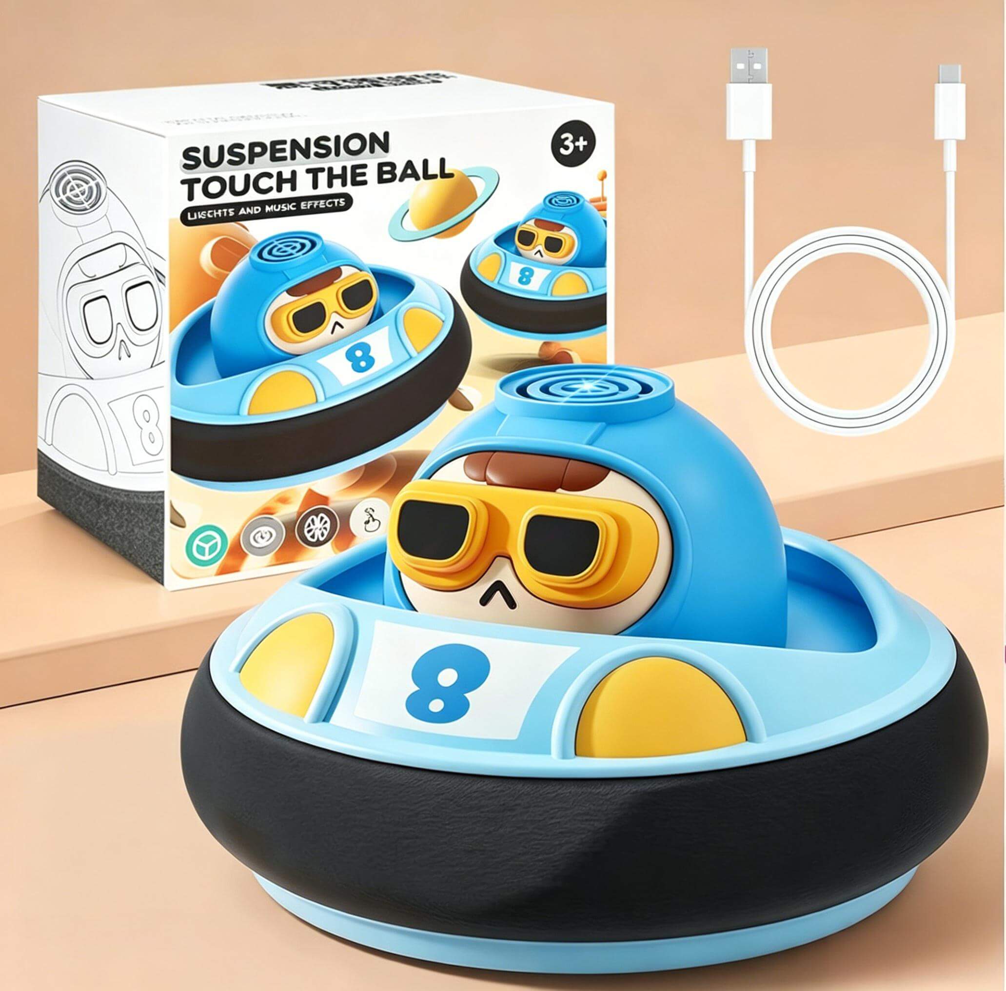 Hover Soccer Ball Indoor Floating Soccer Game Toy with LED Light and Music Interactive Family Game for Kids Aged 3+
