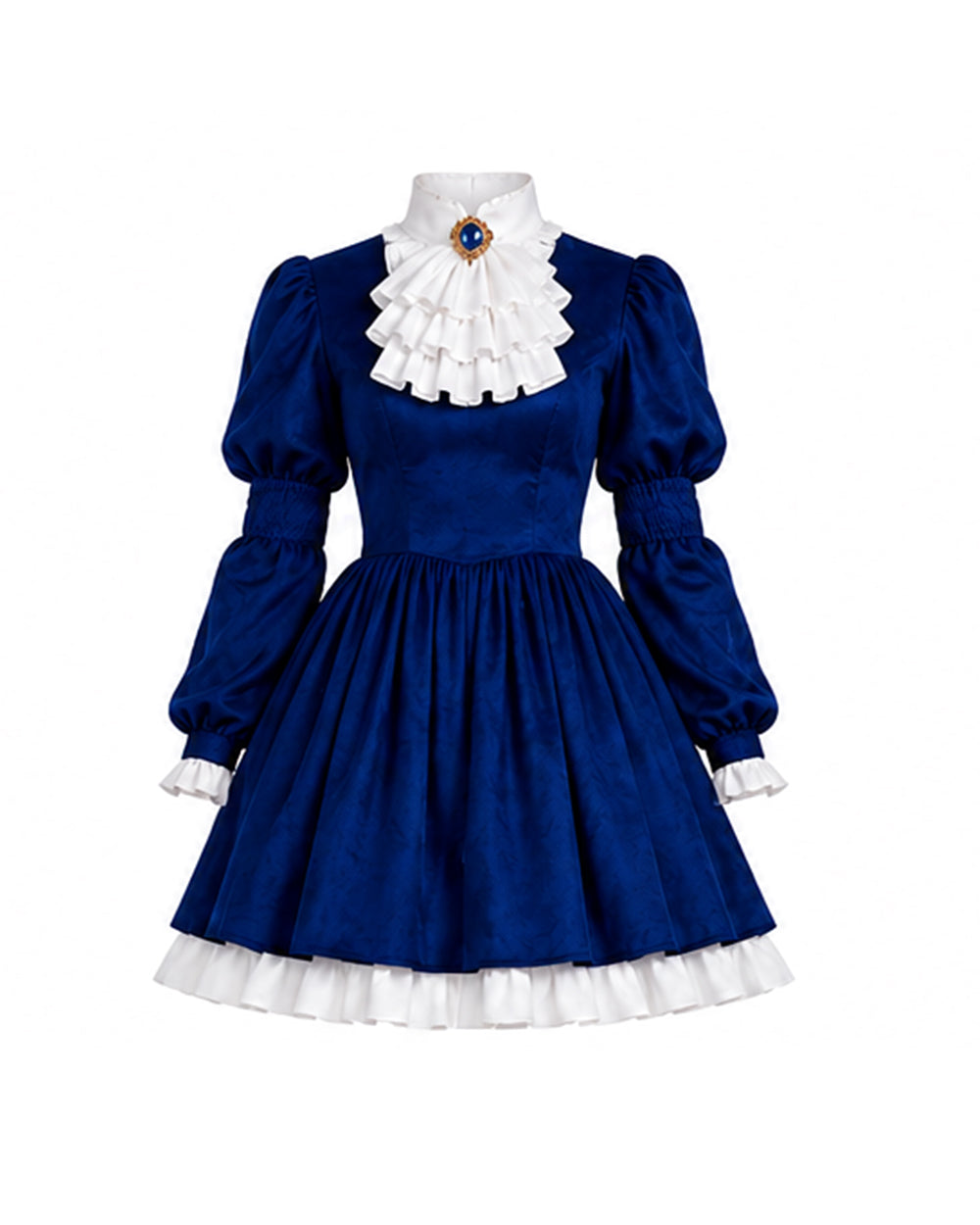 I Am Frankelda Costume Dark Blue Victorian Dress with Striped Socks Gloves for Girls Women Halloween Comic-Con