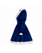 I Am Frankelda Costume Dark Blue Victorian Dress with Striped Socks Gloves for Girls Women Halloween Comic-Con