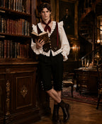 I Am Frankelda Herneval Costume Gothic Monster Prince White Ruffle Shirt Vest Pants Full Outfit for Boys Mens Halloween Carnival
