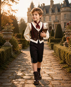 I Am Frankelda Herneval Costume Gothic Monster Prince White Ruffle Shirt Vest Pants Full Outfit for Boys Mens Halloween Carnival