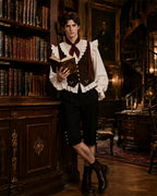 I Am Frankelda Herneval Costume Gothic Monster Prince White Ruffle Shirt Vest Pants Full Outfit for Boys Mens Halloween Carnival