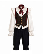 I Am Frankelda Herneval Costume Gothic Monster Prince White Ruffle Shirt Vest Pants Full Outfit for Boys Mens Halloween Carnival