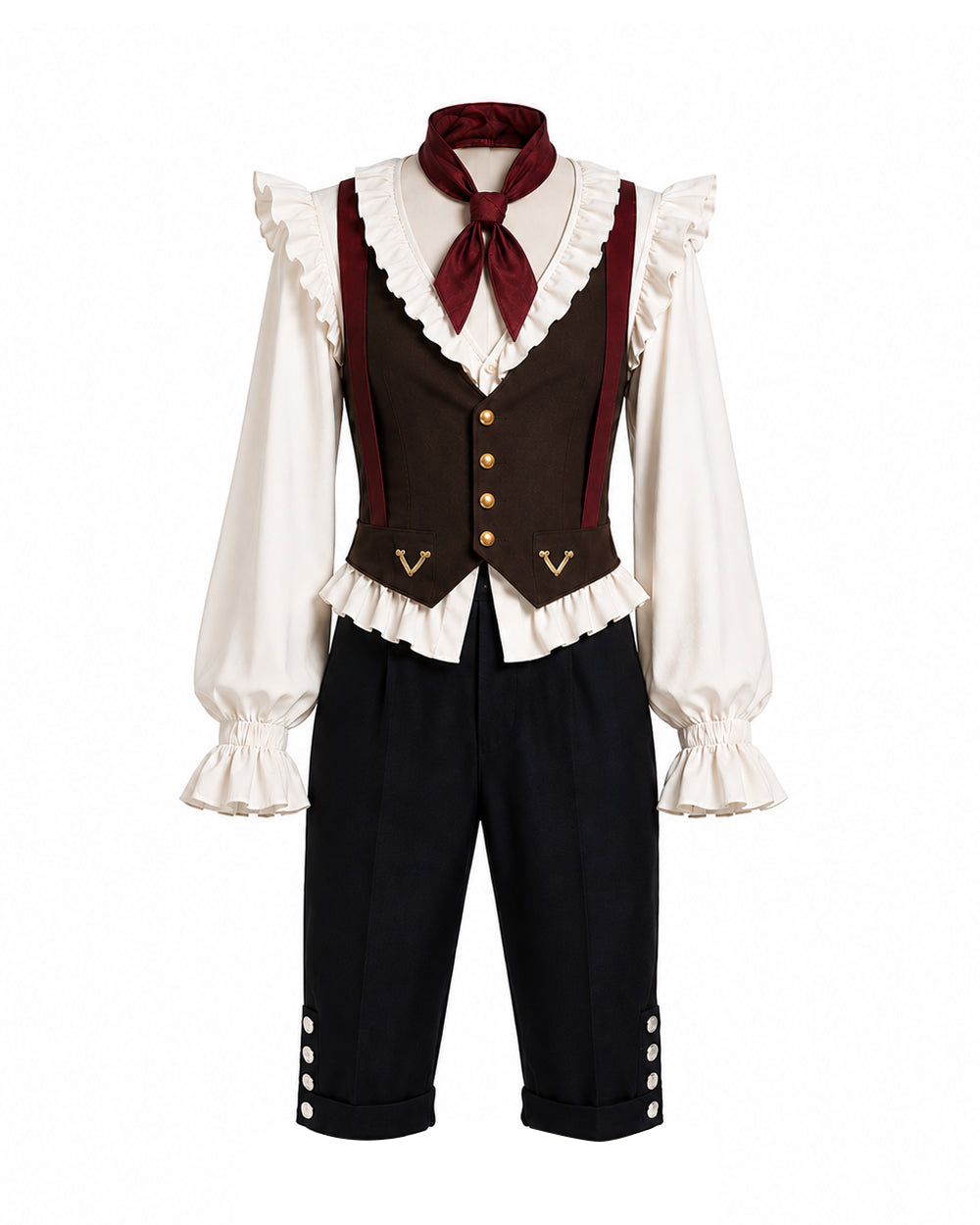 I Am Frankelda Herneval Costume Gothic Monster Prince White Ruffle Shirt Vest Pants Full Outfit for Boys Mens Halloween Carnival