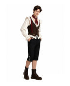 I Am Frankelda Herneval Costume Gothic Monster Prince White Ruffle Shirt Vest Pants Full Outfit for Boys Mens Halloween Carnival