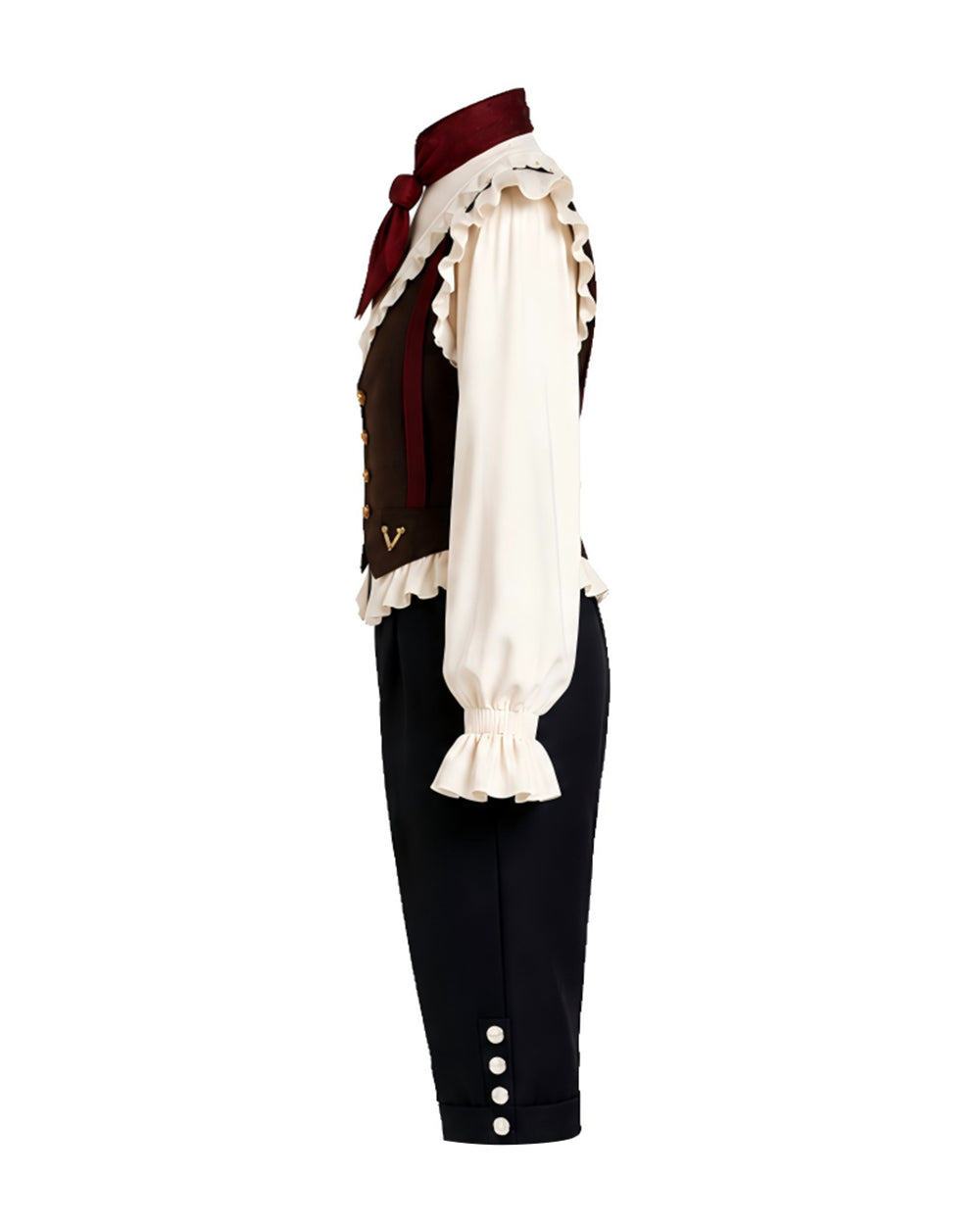 I Am Frankelda Herneval Costume Gothic Monster Prince White Ruffle Shirt Vest Pants Full Outfit for Boys Mens Halloween Carnival