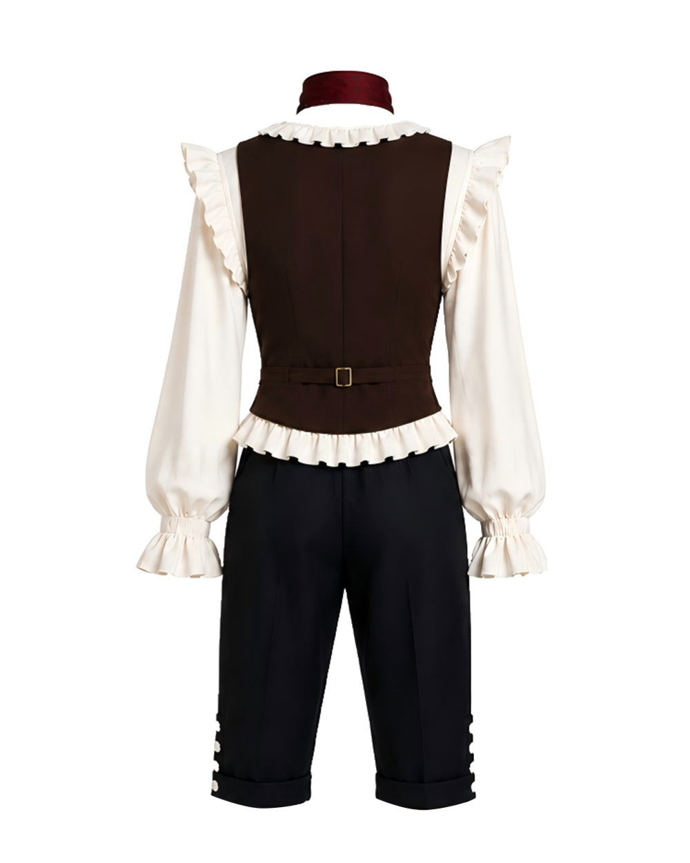 I Am Frankelda Herneval Costume Gothic Monster Prince White Ruffle Shirt Vest Pants Full Outfit for Boys Mens Halloween Carnival