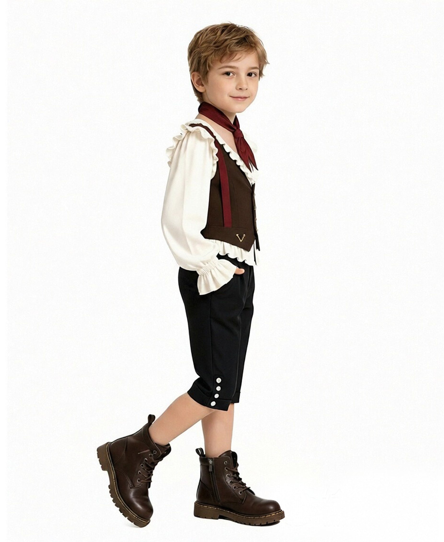 I Am Frankelda Herneval Costume Gothic Monster Prince White Ruffle Shirt Vest Pants Full Outfit for Boys Mens Halloween Carnival