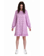 Creepy Ice Cream Girl Dress Pink Floral Vintage Nightgown with Ruffle Hem for Themed Cosplay