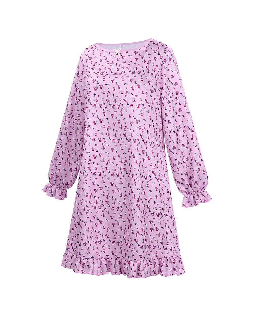 Creepy Ice Cream Girl Dress Pink Floral Vintage Nightgown with Ruffle Hem for Themed Cosplay