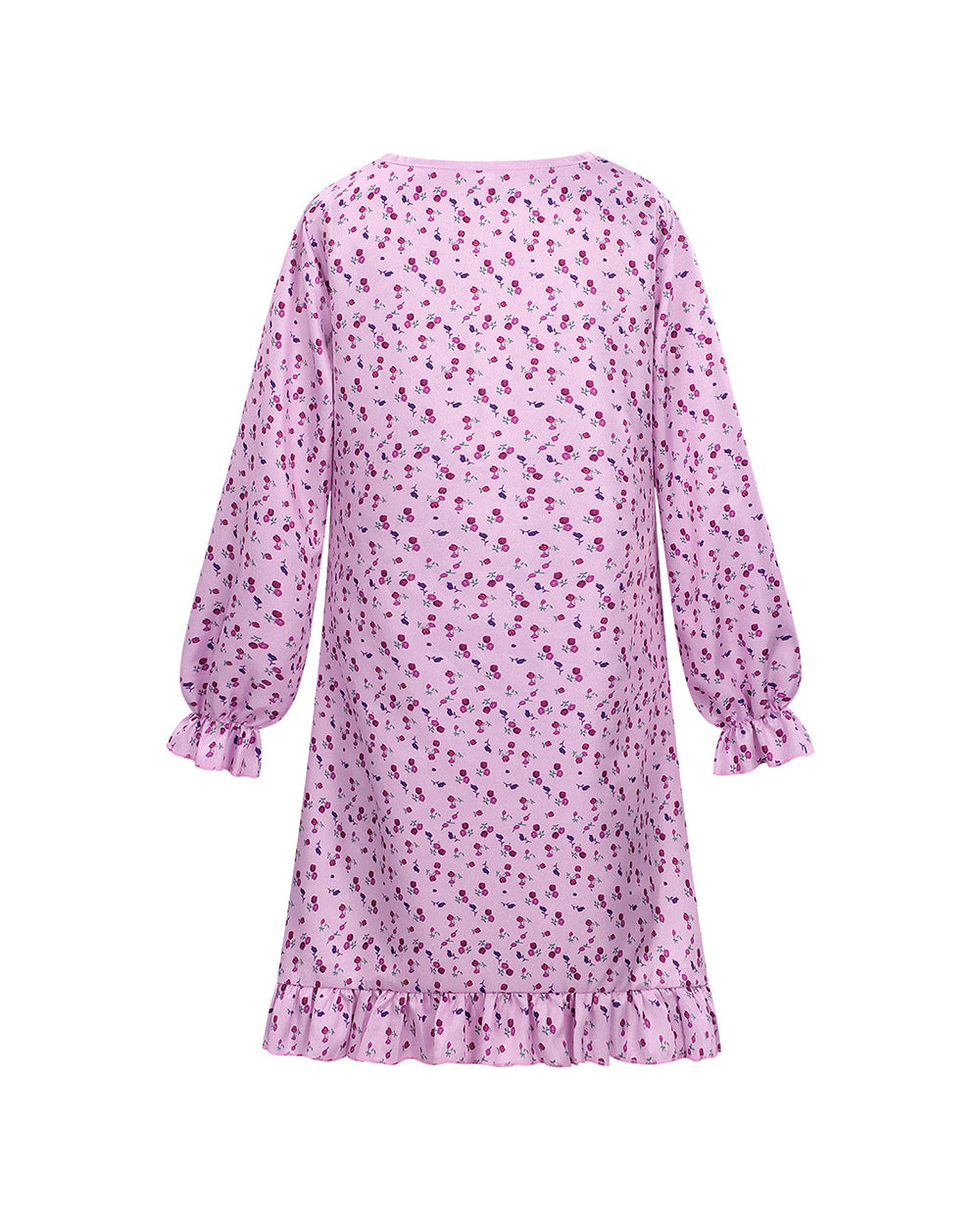 Creepy Ice Cream Girl Dress Pink Floral Vintage Nightgown with Ruffle Hem for Themed Cosplay