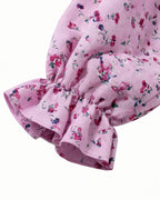 Creepy Ice Cream Girl Dress Pink Floral Vintage Nightgown with Ruffle Hem for Themed Cosplay