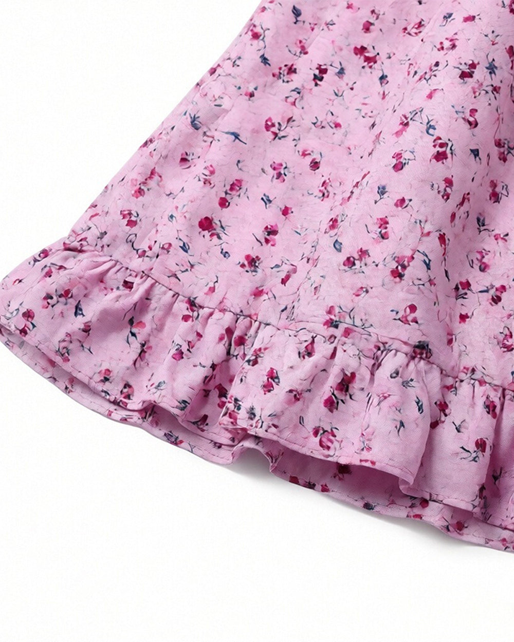 Creepy Ice Cream Girl Dress Pink Floral Vintage Nightgown with Ruffle Hem for Themed Cosplay