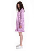 Creepy Ice Cream Girl Dress Pink Floral Vintage Nightgown with Ruffle Hem for Themed Cosplay