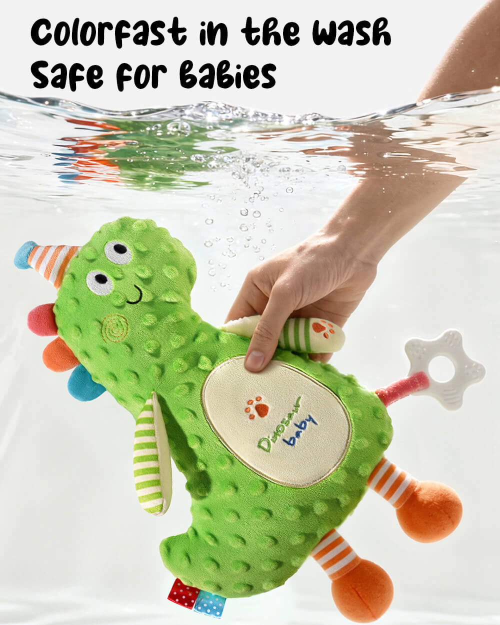 Infant Dino Comfort Doll Toy with Soothing Teether Toddler Security Plush Dino Soft Sleeping Toy