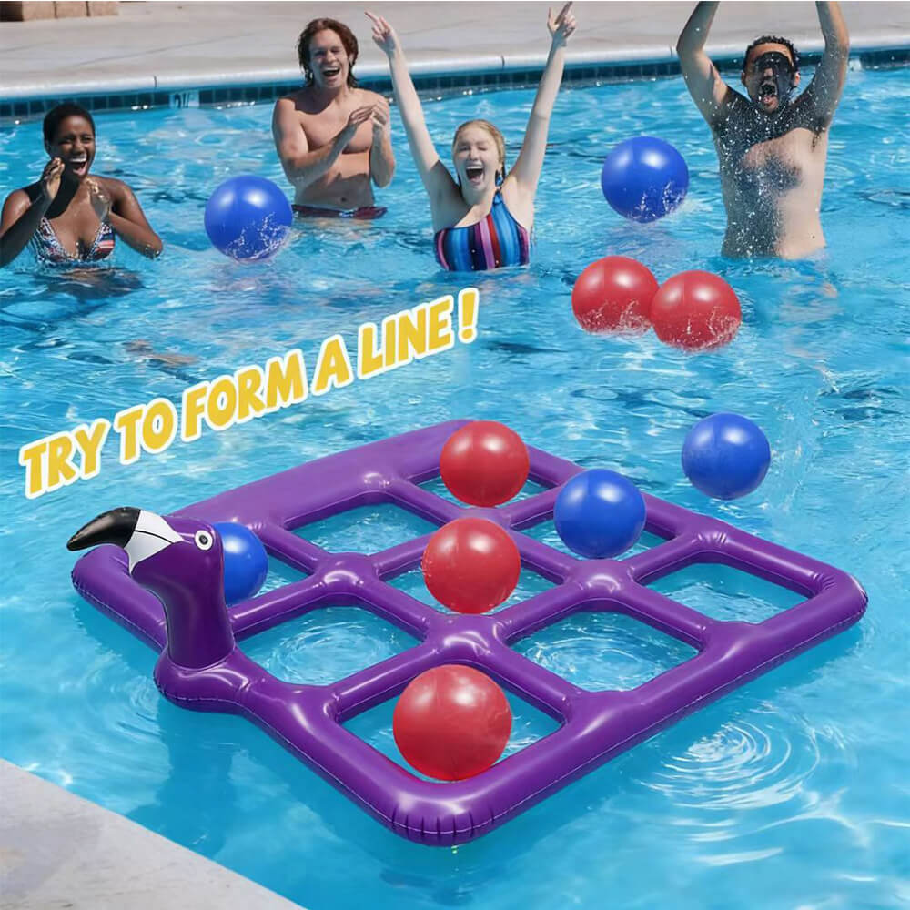 Inflatable Pool Float Game Set Interactive Tic-Tac-Toe Floating Water Toy with 10 Balls for Kids and Adults