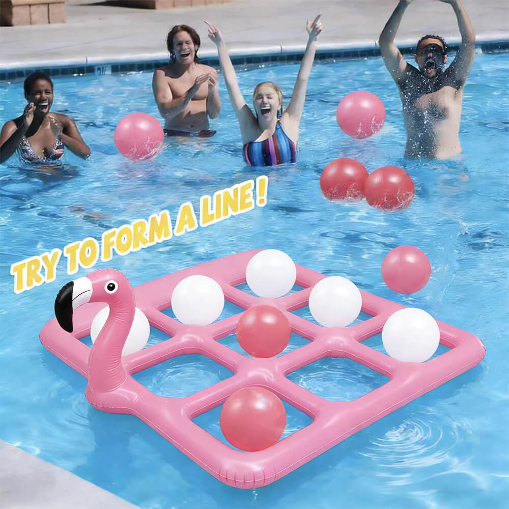 Inflatable Pool Float Game Set Interactive Tic-Tac-Toe Floating Water Toy with 10 Balls for Kids and Adults