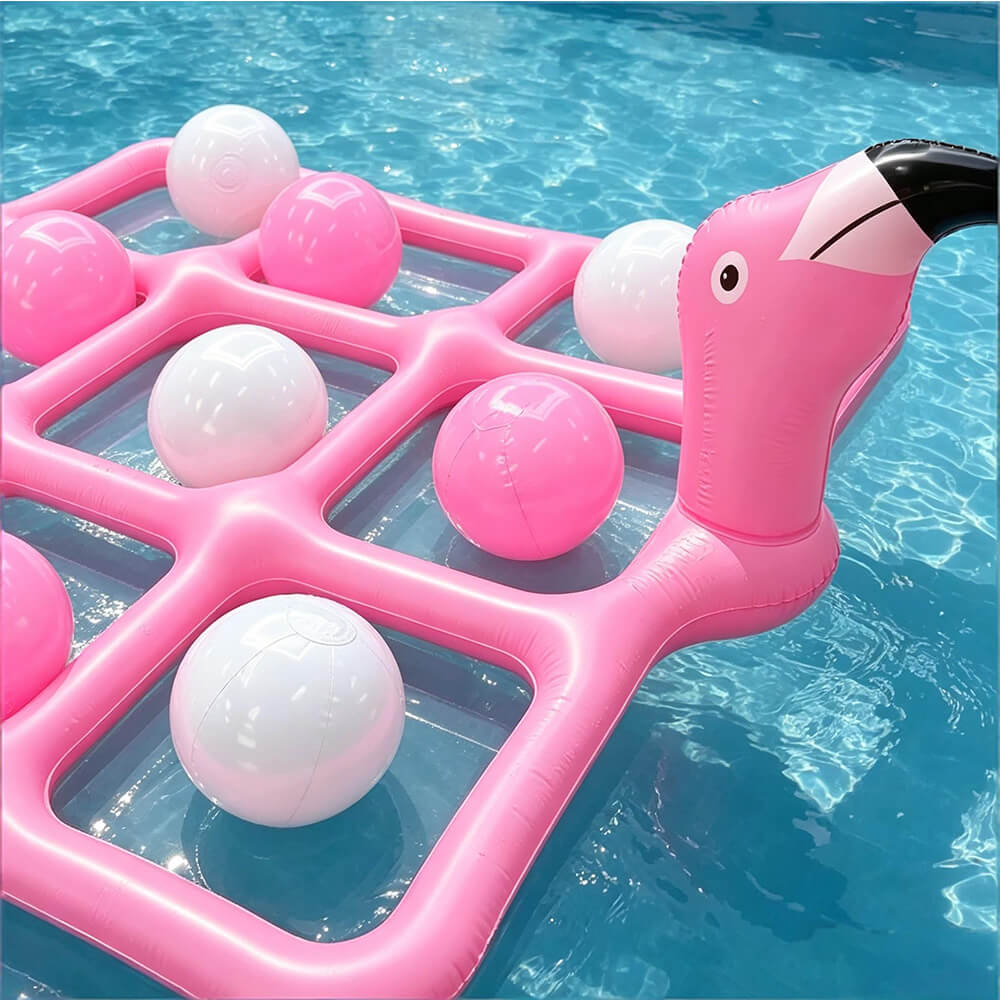 Inflatable Pool Float Game Set Interactive Tic-Tac-Toe Floating Water Toy with 10 Balls for Kids and Adults
