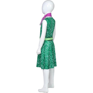 Girls Disgust Costume Green Sleeveless Dress with Belt and Scarf Kids Disgust Cosplay Outfit