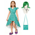 Kids Inside Disgust Costume Halloween Disgust Cosplay Outfit High Low Fashion Dress Set