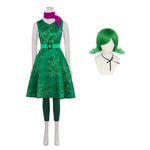 Green Disgust Dress with Matching Leggings and Scarf Adult Sleeveless High Waist Disgust Costume Set