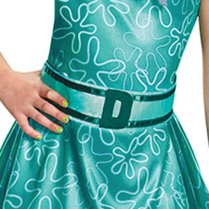 Girls Disgust Costume Green Sleeveless Dress with Belt and Scarf Kids Disgust Cosplay Outfit