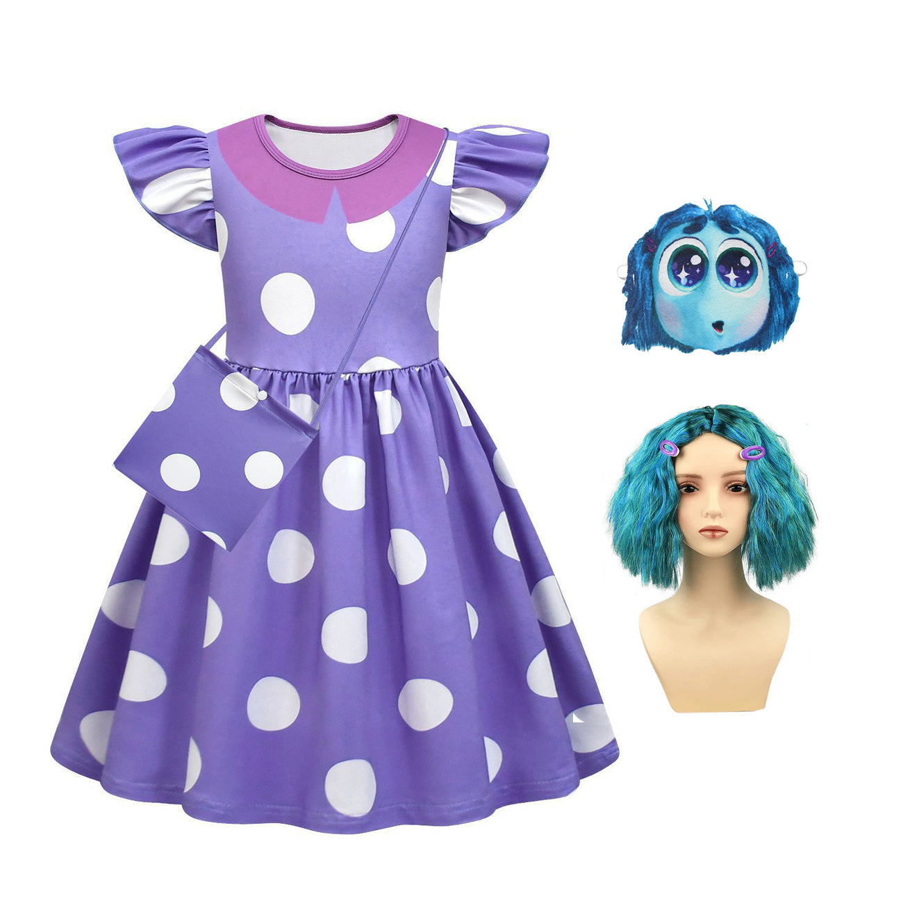 Kids Envy Costume Inside 2 Out Envy Dress and Bag Emotion Cosplay Outfit