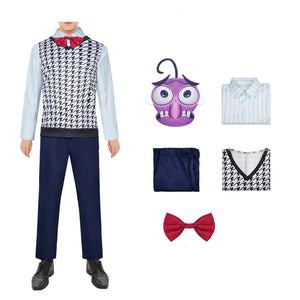 Men's Fear Costume Uniform Suit Striped Shirt Pants Vest and Tie for Halloween Carnival