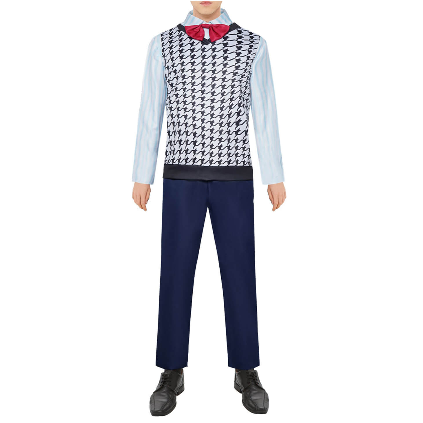 Men's Fear Costume Uniform Suit Striped Shirt Pants Vest and Tie for Halloween Carnival
