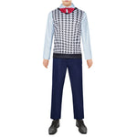Men's Fear Costume Uniform Suit Striped Shirt Pants Vest and Tie for Halloween Carnival