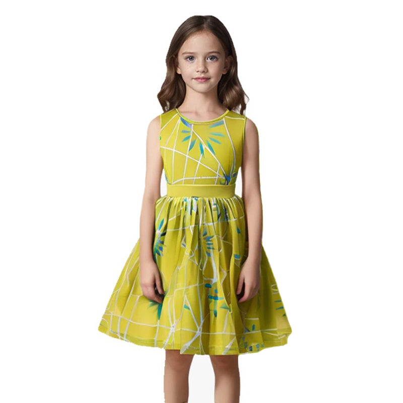 Girls Joy Dress Movie Cosplay Outfit Birthday Party Dress Yellow Printing Dress