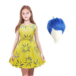 Girls Joy Dress Inside 2 Out Cosplay Costume Summer Skater Dress with Wig for Carnival