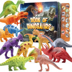 Interactive Dino Sound Book with 12 Dino Figures & Water Doodle Pen Educational Toy Set for Kids 3+