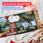 Interactive Dino Sound Book with 12 Dino Figures & Water Doodle Pen Educational Toy Set for Kids 3+