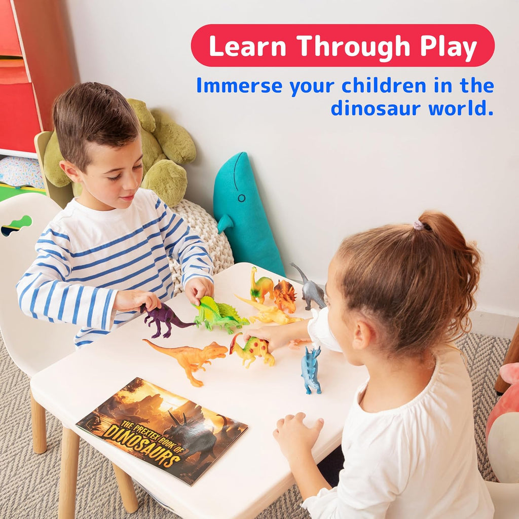 Interactive Dino Sound Book with 12 Dino Figures & Water Doodle Pen Educational Toy Set for Kids 3+